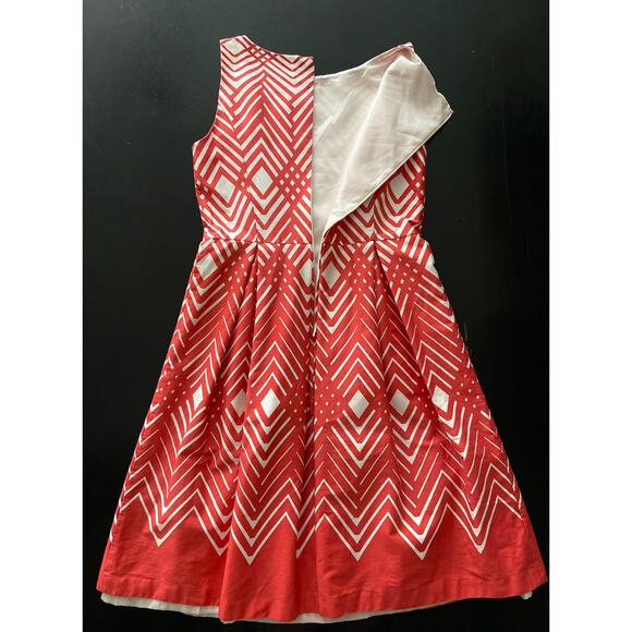 DRESSBARN Red/White Geometric Pattern Sleeveless Cotton Dress sz 6 - Picture 10 of 15